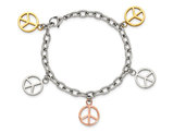 Stainless Steel Peace Sign Charm Bracelet (8.50 Inches)